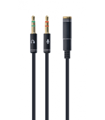 CABLE ADAPTADOR GEMBIRD-HEMBRA 4PINES 3,5MM A 2 STEREO 3,5MM NEGRO, C.METALIC