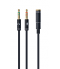 CABLE ADAPTADOR GEMBIRD-HEMBRA 4PINES 3,5MM A 2 STEREO 3,5MM NEGRO, C.METALIC