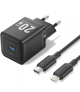 Cargador gan de pared vention tz-fepb0-eu-02/ 1xusb tipo-c + cable lightning/ 20w