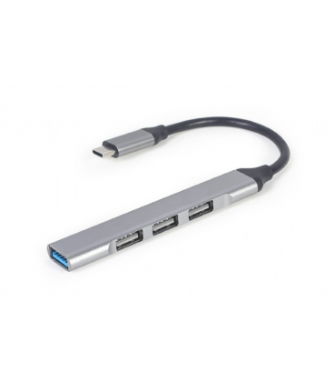 CONCENTRADOR GEMBIRD USB TIPO C - 4P (USB3 X 1 PUERTO, USB2 X 3 PUERTOS) SILVER