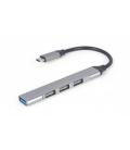 CONCENTRADOR GEMBIRD USB TIPO C - 4P (USB3 X 1 PUERTO, USB2 X 3 PUERTOS) SILVER