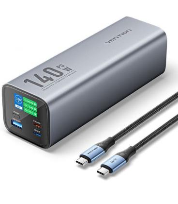 Powerbank 27000mah vention fhvh0/ 140w/ gris/ incluye cable usb tipo-c y lightning