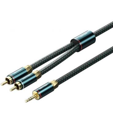 Cable audio vention bcsgf/ 2x rca macho - jack 3.5 macho/ 1m/ verde y negro