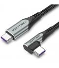 Cable usb 2.0 tipo-c 90º vention takhf/ usb tipo-c macho - usb tipo-c macho/ hasta 100w/ 480mbps/ 1m/ gris