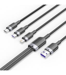 Cable usb 2.0 lightning vention ctpbg/ usb macho/ usb tipo-c macho - microusb macho - lightning macho/ 1.5m/ negro