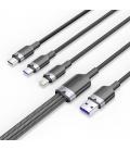 Cable usb 2.0 lightning vention ctpbg/ usb macho/ usb tipo-c macho - microusb macho - lightning macho/ 1.5m/ negro