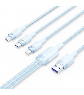 Cable usb 2.0 lightning vention ctrlg/ usb macho/ usb tipo-c macho - microusb macho - lightning macho/ 1.5m/ azul