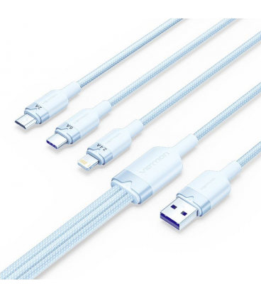 Cable usb 2.0 lightning vention ctrlg/ usb macho/ usb tipo-c macho - microusb macho - lightning macho/ 1.5m/ azul