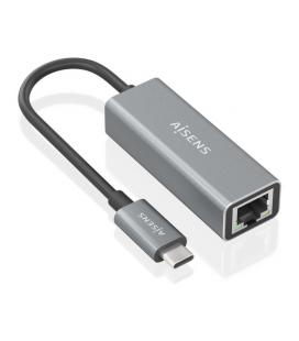 Adaptador USB 3.0 Aisens A109-0898/ USB Tipo-C Macho - RJ45 Hembra/ 15cm/ Gris