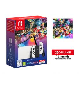 Nintendo Switch OLED Blanca + Mario Kart 8 Deluxe + 12 Meses Nintendo Switch Online