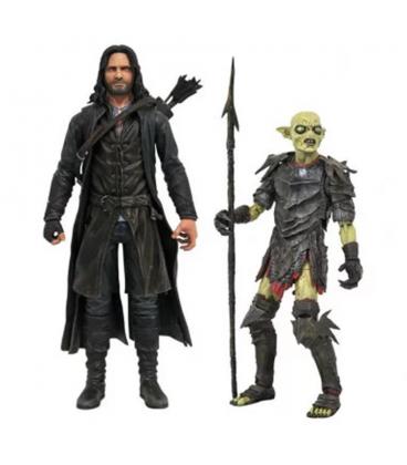 Surtido de figuras diamond collection el señor de los anillos series deluxe action aragorn y orco de moria (6)