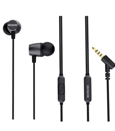 Auriculares intrauditivos aiwa estm-30bk/ con micrófono/ jack 3.5/ negros