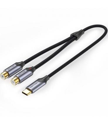 Cable conversor vention bgvhd/ 2x rca hembra - usb tipo-c macho/ 50cm/ gris