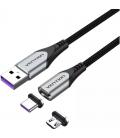 Cable usb 2.0 vention cqnhd/ usb macho/ microusb macho - usb tipo-c macho/ 50cm/ gris