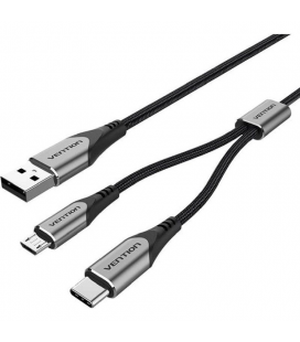 Cable usb 2.0 vention cqghd/ usb tipo-c macho/ microusb macho - usb macho/ 50cm/ negro