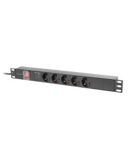 REGLETA LANBERG 1U 16A RACK 19 5X SOCKET SCHUKO NEGRO 2M