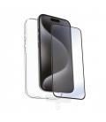 Funda muvit recycletek para apple iphone 16 transparente + protector cristal templado marco negro