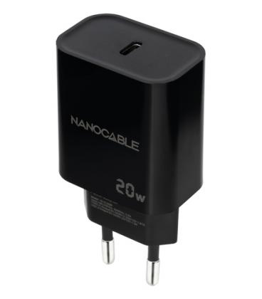 Nanocable Cargador USB-C PD 20W, Negro