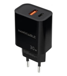 Nanocable Cargador USB-C/PD + USB-A/QC 30W, Negro