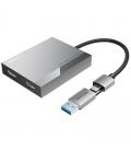 Conversor vention acxhb/ usb tipo-c macho/ usb macho - 2x hdmi hembra/ 15cm/ gris