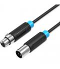 Cable estéreo vention bbfbf/ xlr macho - xlr hembra/ 1m/ negro