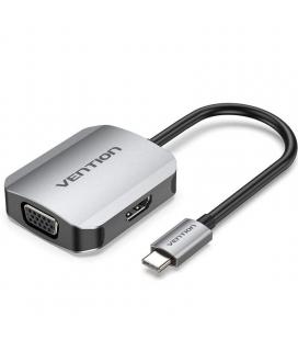 Conversor vention tdihb/ usb tipo-c macho/ vga hembra - hdmi hembra/ 15cm/ plata