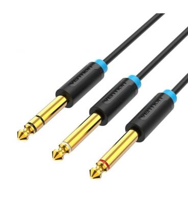 Cable estéreo vention batbh/ jack 6.35 macho - 2x jack 6.35 macho/ 2m/ negro