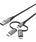 Cable usb 2.0 tipo-c vention cqjhg/ usb macho/ usb tipo-c macho - microusb macho - lightning macho/ 480mbps/ 1.5m/ gris