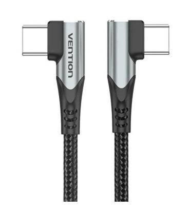 Cable usb 2.0 tipo-c 90º vention tanhd/ usb tipo-c macho - usb tipo-c macho/ hasta 100w/ 480mbps/ 50cm/ gris