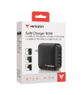 Cargador de Pared Universal Verbatim Mini GaN Wall Charger/ 3xUSB Tipo-C/ 1xUSB/ 165W