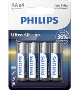 Pack de 4 Pilas AA Philips LR6E4B/10/ 1.5V/ Alcalina