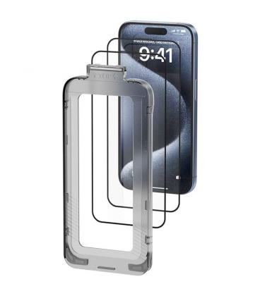 Pack de 2 protectores de pantalla de cristal templado vention kuotcc-20 para iphone 15 plus + herramienta de instalación