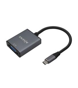 Conversor Aisens A109-0691/ USB Tipo-C Macho - VGA Hembra/ Hasta 27W/ 1250Mbps/ 15cm/ Gris