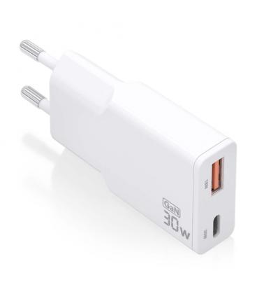 Cargador gan de pared aisens asch-30w2p046-w/ 1xusb tipo-c/ 1xusb/ 30w