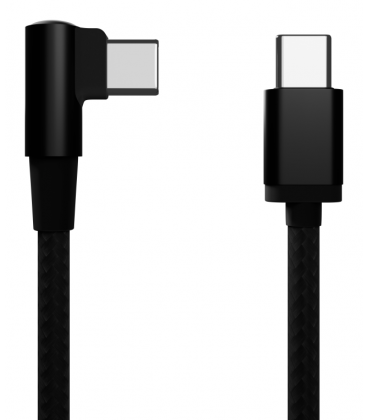 CABLE GEMBIRD USB TIPO C MACHO-MACHO TRENZADO DE ALGODON EN ANGULO, 0,2 M,NEGRO