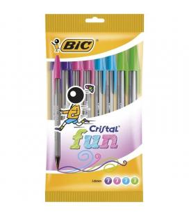 Bolígrafos de tinta de aceite bic cristal fun 921342/ 10 unidades/ colores surtidos