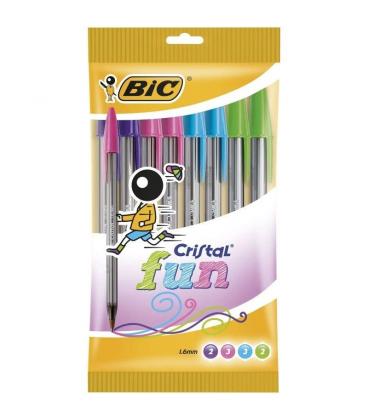 Bolígrafos de tinta de aceite bic cristal fun 921342/ 10 unidades/ colores surtidos