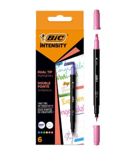 Marcadores punta biselada y punta fina bic intensity dual tip 503828/ colores surtidos