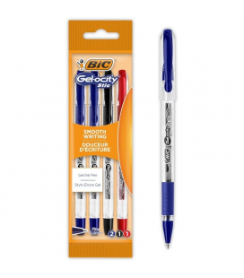 Bolígrafos de tinta de gel retráctil bic gelocity stic 992599/ 4 unidades/ surtidos