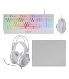 Pack gaming mars gaming mcp124prowes/ teclado + ratón óptico + auriculares + alfombrilla/ blanco